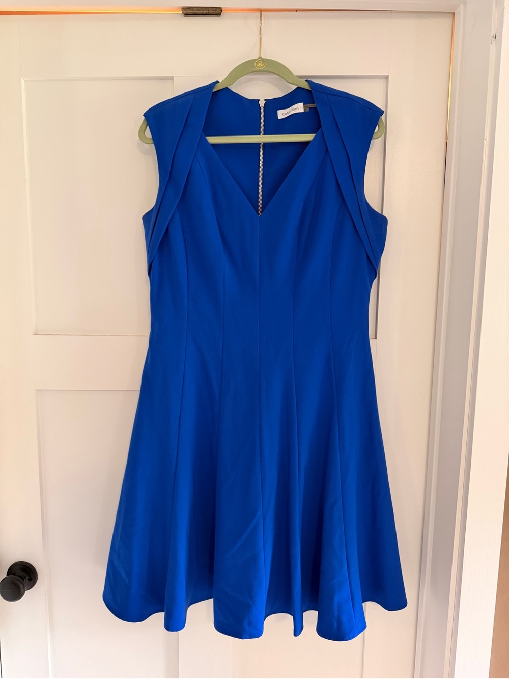 Calvin Klein Cobalt V-Neck A-Line Dress